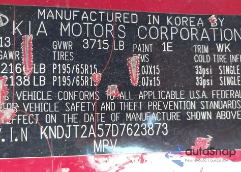 2013 Kia Soul from USA, damaged, VIN KNDJT2A57D7623873